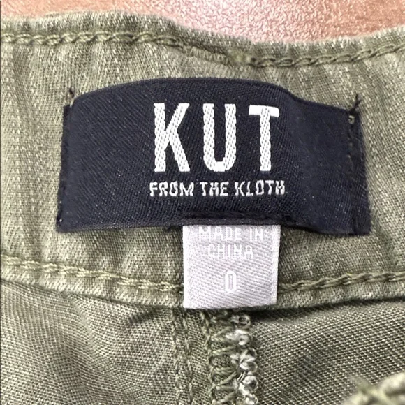 KUT from The Kloth Womens Sienna Super Wide Leg in Olive Carpenter Pants Size 0 - Picture 9 of 11